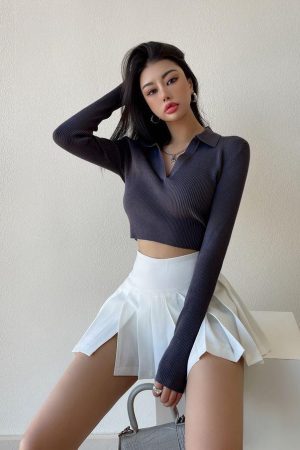 Style Core Aesthetics, New Style Trends - Side Slit College Mini Skirt