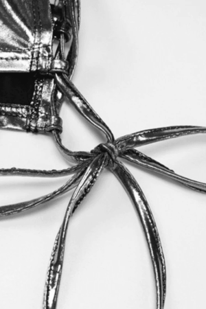 Style Core Aesthetics, New Style Trends - Side Tie Metallic Cropped Tank Top