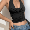 Style Core Aesthetics, New Style Trends - Side Tie Ruched Halter Cropped Tank Top