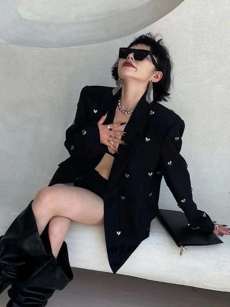 Style Core Aesthetics, New Style Trends - Silver Hearts Blazer Style Core Aesthetics, New Style Trends - Silver Hearts Blazer
