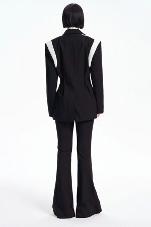 Style Core Aesthetics, New Style Trends - Single Button Color Block Blazer