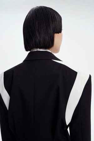 Style Core Aesthetics, New Style Trends - Single Button Color Block Blazer