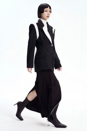 Style Core Aesthetics, New Style Trends - Single Button Color Block Blazer