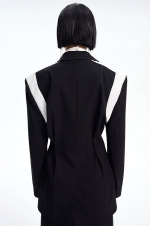 Style Core Aesthetics, New Style Trends - Single Button Color Block Blazer