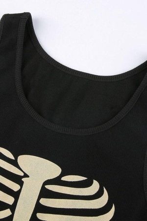 Style Core Aesthetics, New Style Trends - Skeleton Print Crop Tank Top