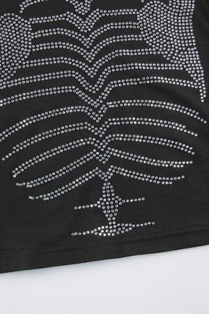 Style Core Aesthetics, New Style Trends - Skeleton Rhinestone Crop Top
