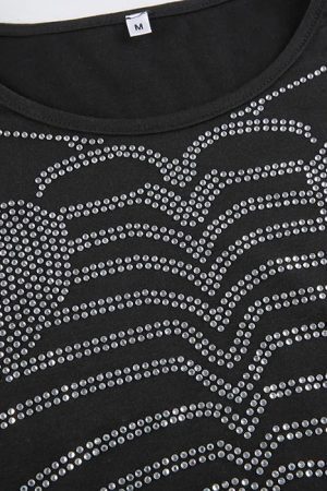 Style Core Aesthetics, New Style Trends - Skeleton Rhinestone Long Sleeve Top