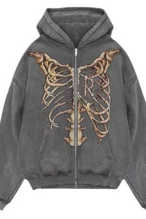 Style Core Aesthetics, New Style Trends - Skeleton Zip Up Hoodie