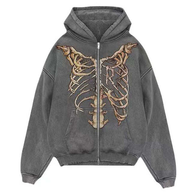Style Core Aesthetics, New Style Trends - Skeleton Zip Up Hoodie