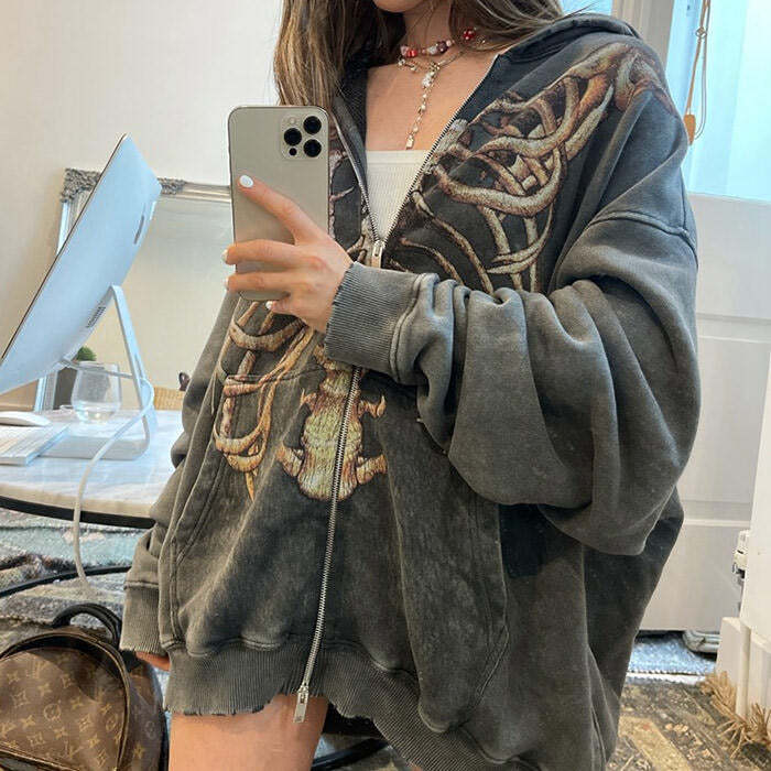 Style Core Aesthetics, New Style Trends - Skeleton Zip Up Hoodie Style Core Aesthetics, New Style Trends - Skeleton Zip Up Hoodie