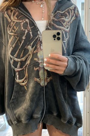 Style Core Aesthetics, New Style Trends - Skeleton Zip Up Hoodie