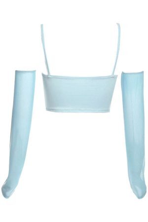 Style Core Aesthetics, New Style Trends - Sky Blue Top & Gloves Set