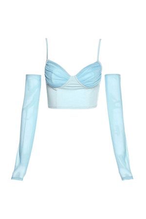 Style Core Aesthetics, New Style Trends - Sky Blue Top & Gloves Set