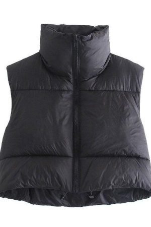 Style Core Aesthetics, New Style Trends - Sleeveless Cropped Puffer Jacket