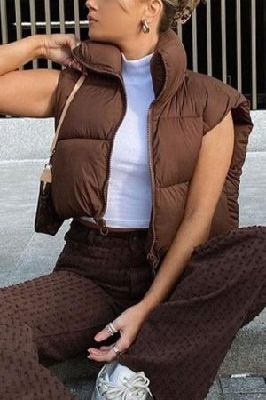 Style Core Aesthetics, New Style Trends - Sleeveless Cropped Puffer Jacket