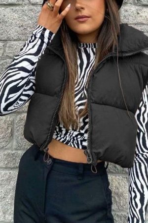 Style Core Aesthetics, New Style Trends - Sleeveless Cropped Puffer Jacket