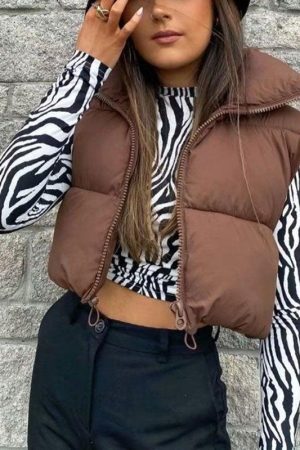 Style Core Aesthetics, New Style Trends - Sleeveless Cropped Puffer Jacket