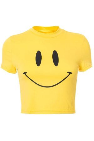 Style Core Aesthetics, New Style Trends - Smiley Face Crop Top