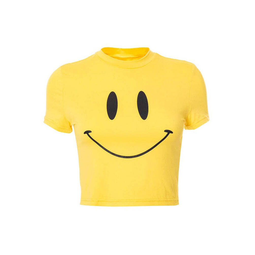 Style Core Aesthetics, New Style Trends - Smiley Face Crop Top