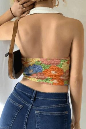 Style Core Aesthetics, New Style Trends - Smocked Halter Cropped Tank Top