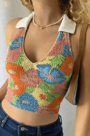 Style Core Aesthetics, New Style Trends - Smocked Halter Cropped Tank Top