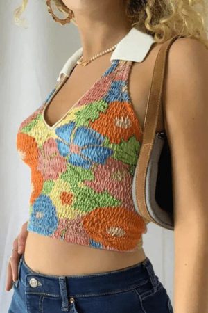 Style Core Aesthetics, New Style Trends - Smocked Halter Cropped Tank Top