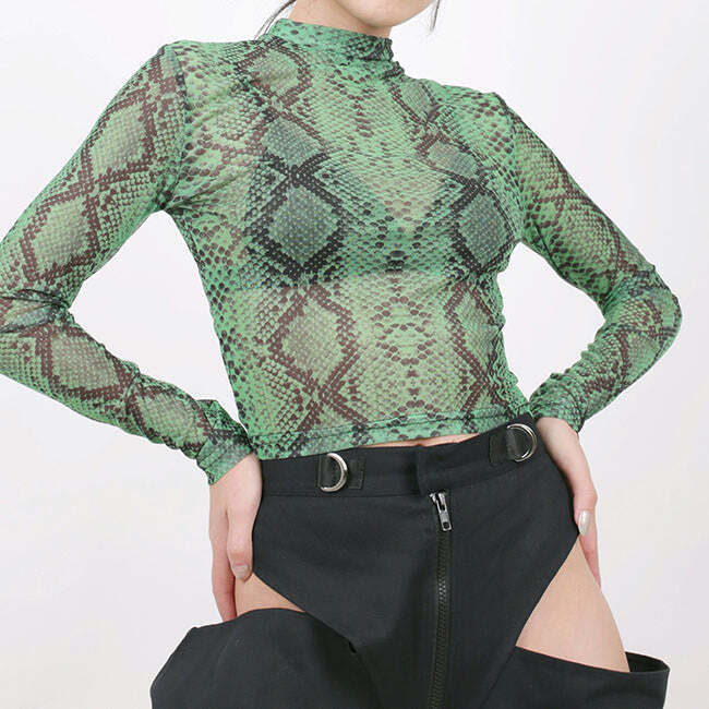 Style Core Aesthetics, New Style Trends - Snakeskin Mesh Top Style Core Aesthetics, New Style Trends - Snakeskin Mesh Top