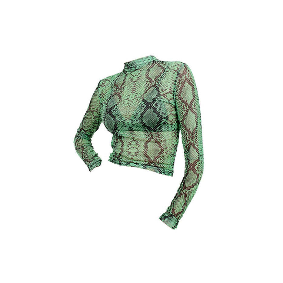 Style Core Aesthetics, New Style Trends - Snakeskin Mesh Top