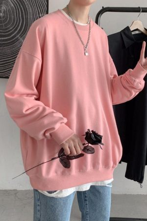 Style Core Aesthetics, New Style Trends - Soft Boy Basic Oversized Sweatshirt