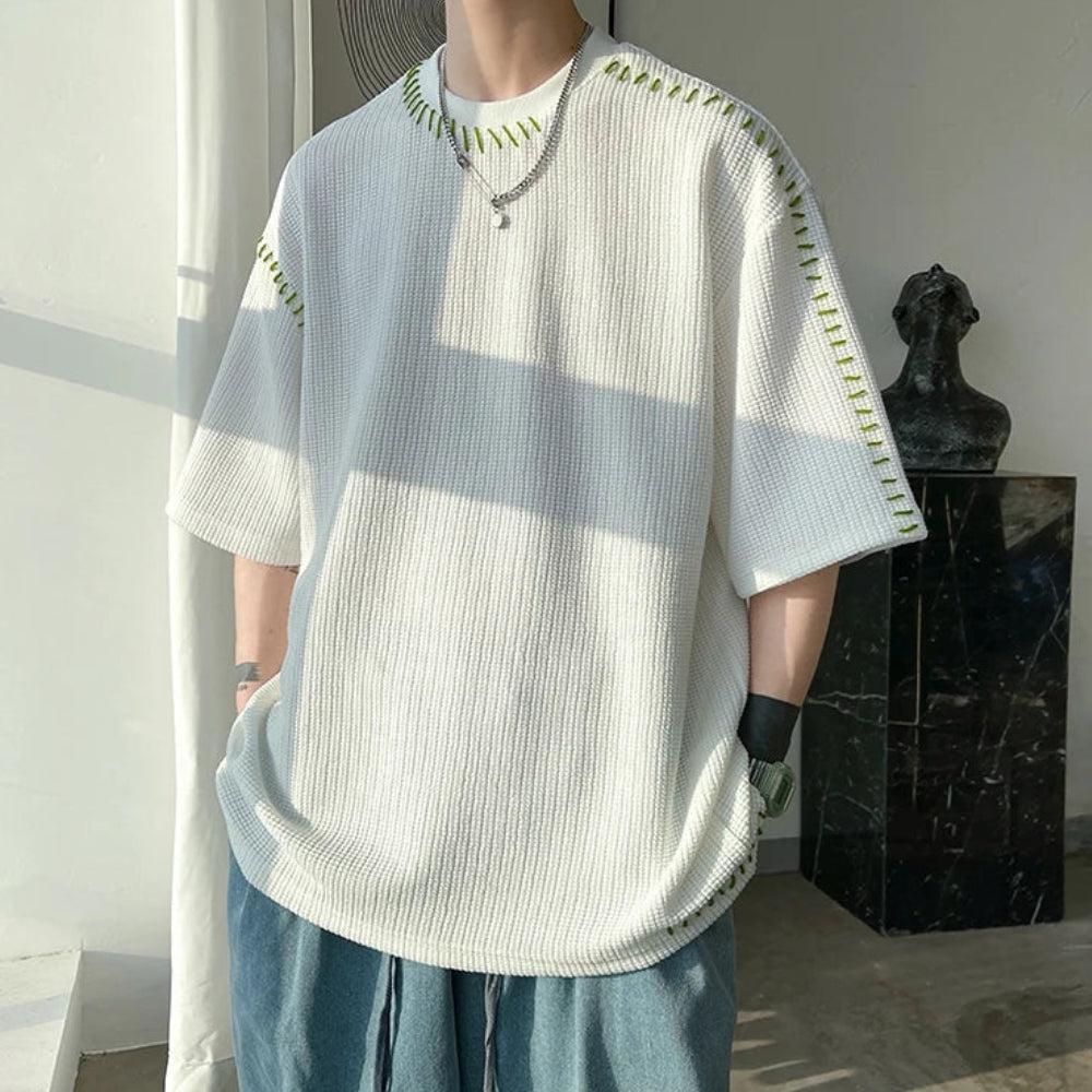 Style Core Aesthetics, New Style Trends - Soft Boy Contrast Stitch Tee