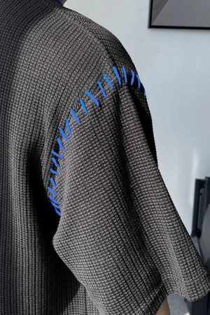 Style Core Aesthetics, New Style Trends - Soft Boy Contrast Stitch Tee