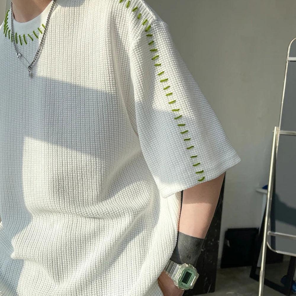 Style Core Aesthetics, New Style Trends - Soft Boy Contrast Stitch Tee Style Core Aesthetics, New Style Trends - Soft Boy Contrast Stitch Tee