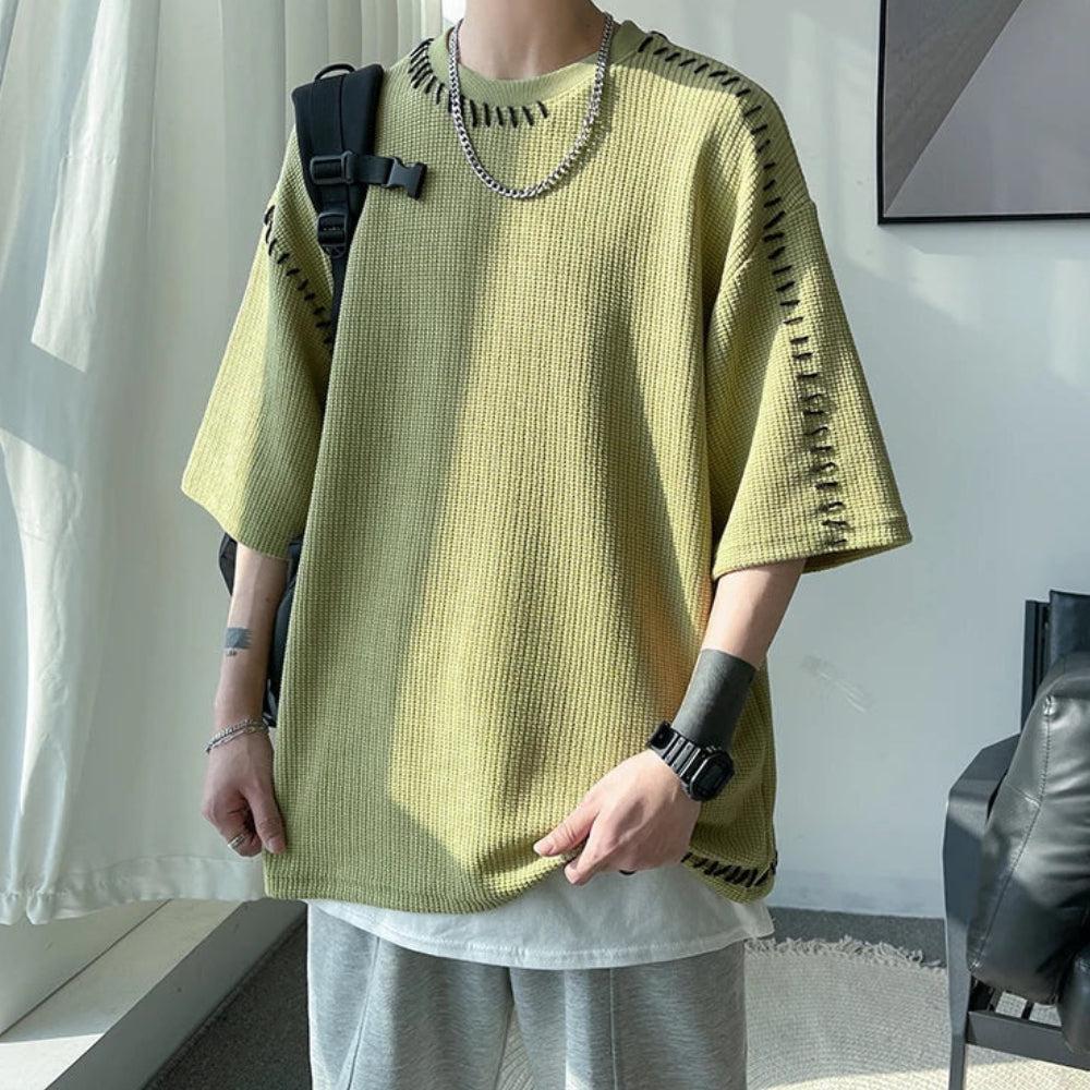 Style Core Aesthetics, New Style Trends - Soft Boy Contrast Stitch Tee Style Core Aesthetics, New Style Trends - Soft Boy Contrast Stitch Tee