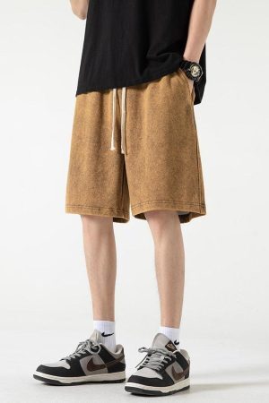 Style Core Aesthetics, New Style Trends - Soft Boy Drawstring Waist Sweatshort