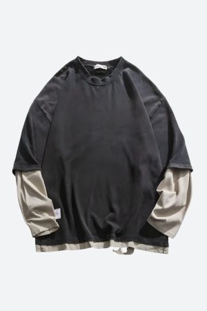 Style Core Aesthetics, New Style Trends - Soft Boy Layered Sleeve Sweatshirt
