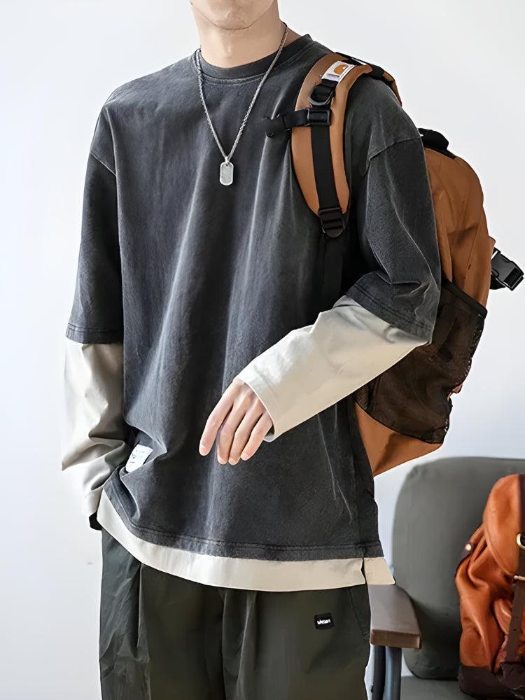 Style Core Aesthetics, New Style Trends - Soft Boy Layered Sleeve Sweatshirt Style Core Aesthetics, New Style Trends - Soft Boy Layered Sleeve Sweatshirt