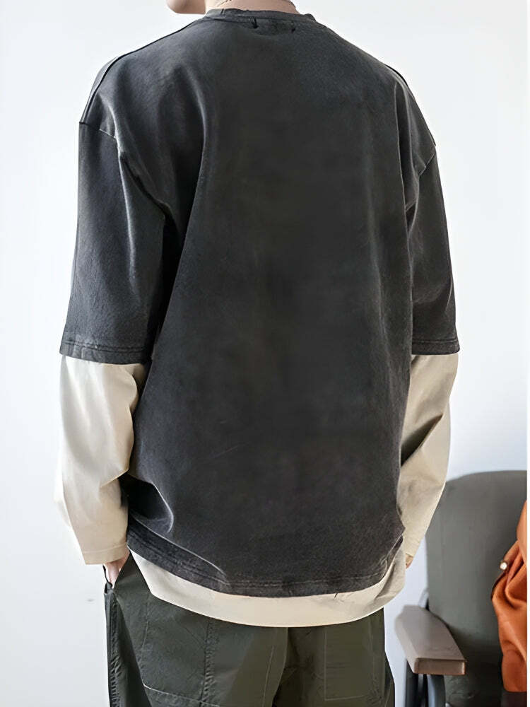 Style Core Aesthetics, New Style Trends - Soft Boy Layered Sleeve Sweatshirt Style Core Aesthetics, New Style Trends - Soft Boy Layered Sleeve Sweatshirt