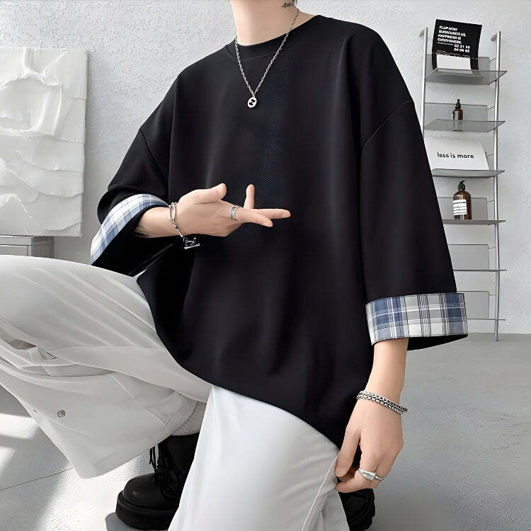 Style Core Aesthetics, New Style Trends - Soft Boy Oversize Detailed Tee Style Core Aesthetics, New Style Trends - Soft Boy Oversize Detailed Tee