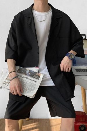 Style Core Aesthetics, New Style Trends - Soft Boy Shirt and Shorts Two Piece Set