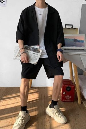 Style Core Aesthetics, New Style Trends - Soft Boy Shirt and Shorts Two Piece Set