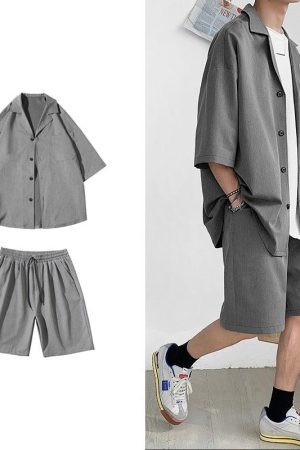 Style Core Aesthetics, New Style Trends - Soft Boy Shirt and Shorts Two Piece Set
