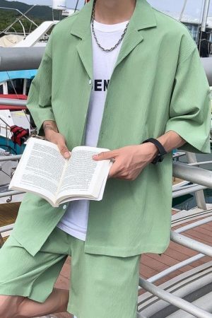 Style Core Aesthetics, New Style Trends - Soft Boy Shirt and Shorts Two Piece Set