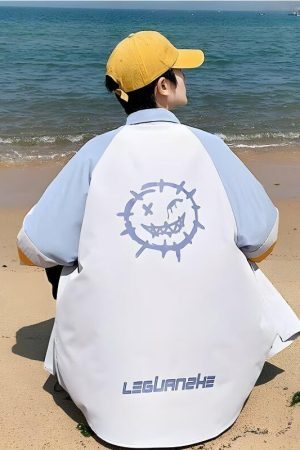 Style Core Aesthetics, New Style Trends - Soft Boy Smiley Pastel Shirt