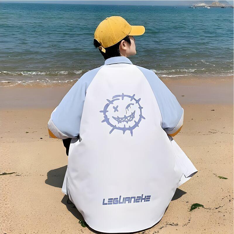 Style Core Aesthetics, New Style Trends - Soft Boy Smiley Pastel Shirt Style Core Aesthetics, New Style Trends - Soft Boy Smiley Pastel Shirt