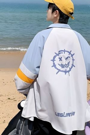 Style Core Aesthetics, New Style Trends - Soft Boy Smiley Pastel Shirt