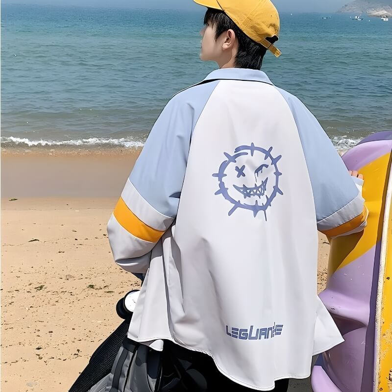 Style Core Aesthetics, New Style Trends - Soft Boy Smiley Pastel Shirt Style Core Aesthetics, New Style Trends - Soft Boy Smiley Pastel Shirt