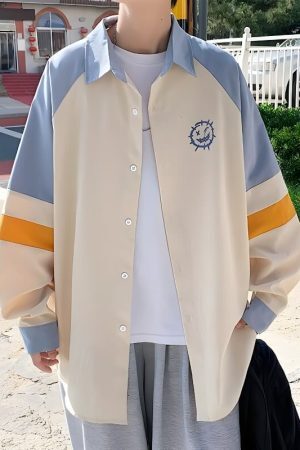 Style Core Aesthetics, New Style Trends - Soft Boy Smiley Pastel Shirt