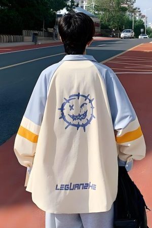 Style Core Aesthetics, New Style Trends - Soft Boy Smiley Pastel Shirt