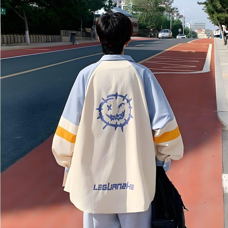 Style Core Aesthetics, New Style Trends - Soft Boy Smiley Pastel Shirt Style Core Aesthetics, New Style Trends - Soft Boy Smiley Pastel Shirt