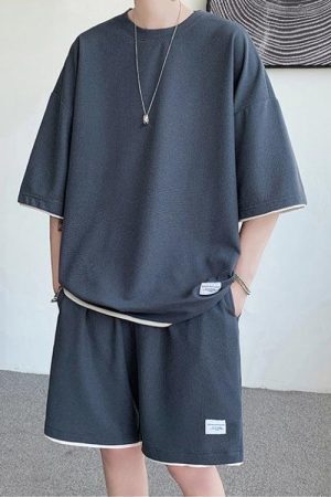 Style Core Aesthetics, New Style Trends - Soft Boy Sweatshirt & Sweatshorts Two Piece Set